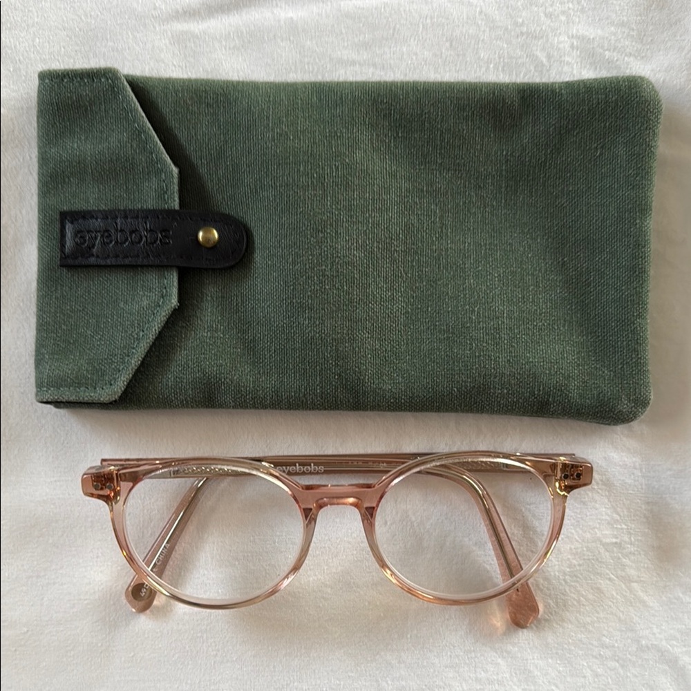 Eyebobs Pink Glasses with Green Case